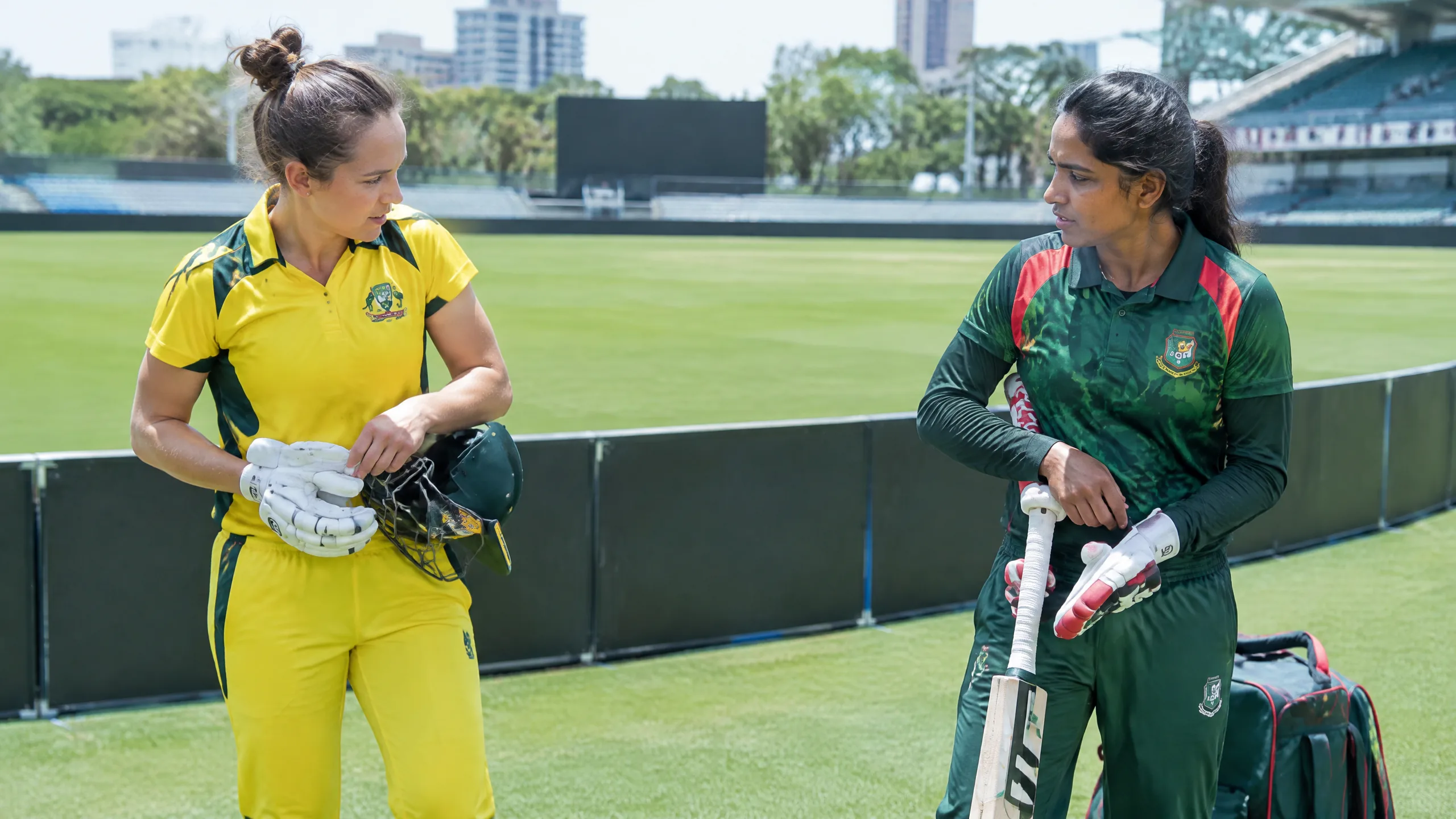Australia Women vs Bangladesh Women 1st ODI schedule graphic showing 9 October 2026, 09:20 IST, and Allan Border Field in Brisbane