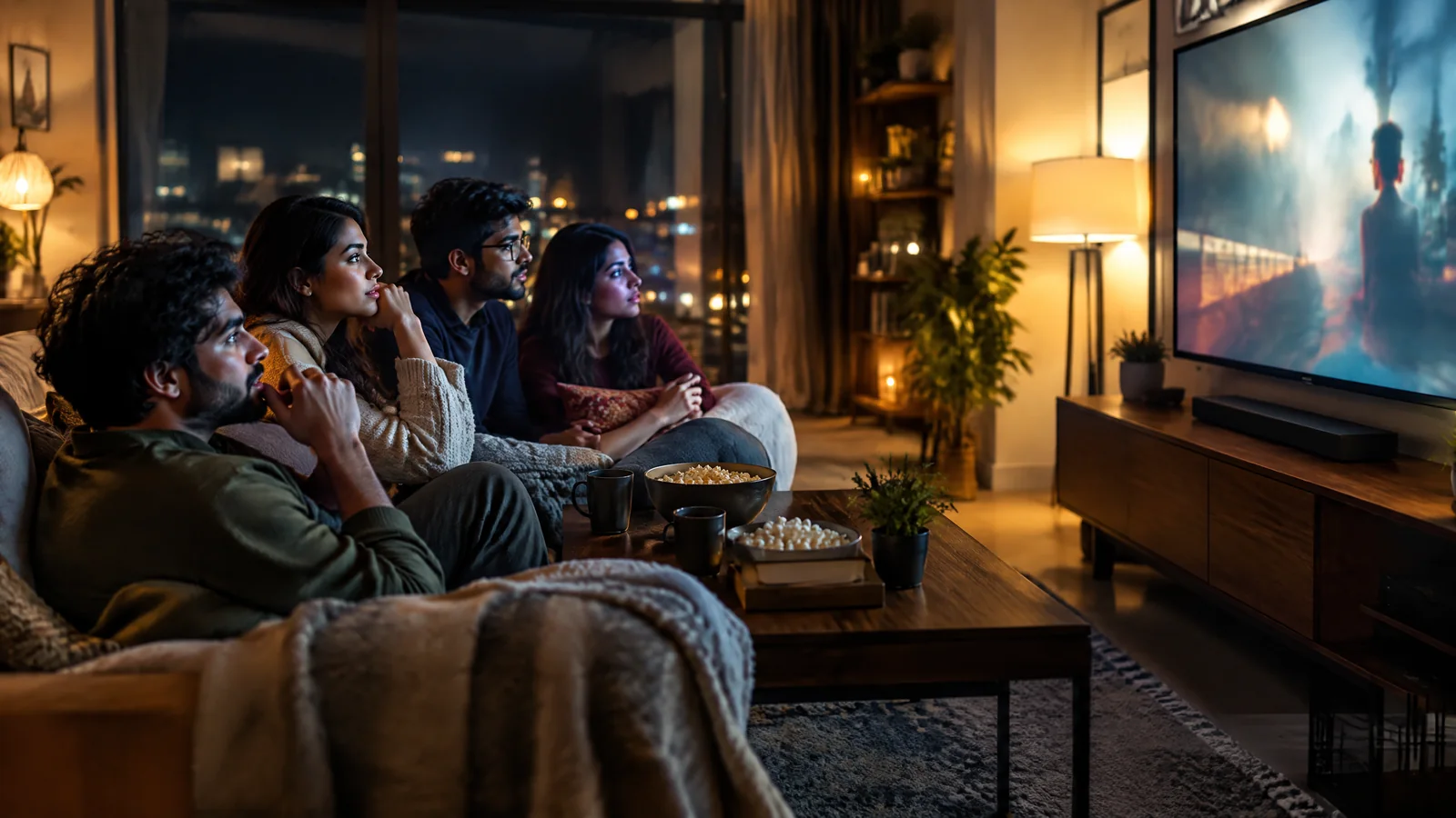 An audience watching a streaming drama at home