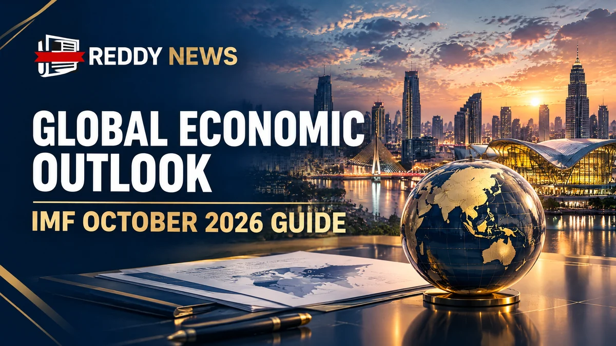 Original Reddy News editorial illustration for IMF World Economic Outlook October 2026