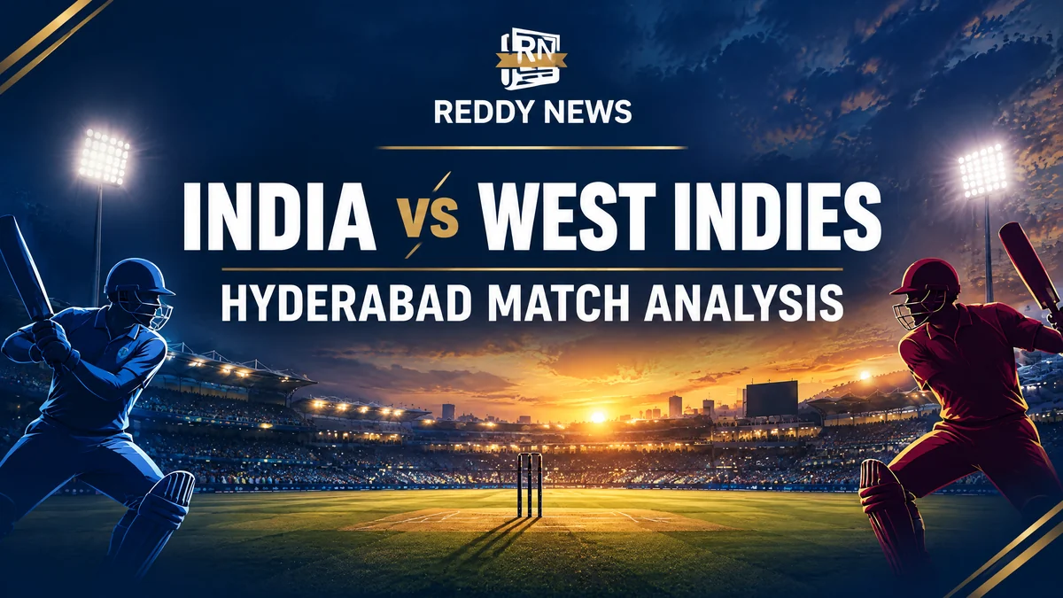 Original Reddy News editorial illustration for India vs West Indies Upcoming Matches 2026