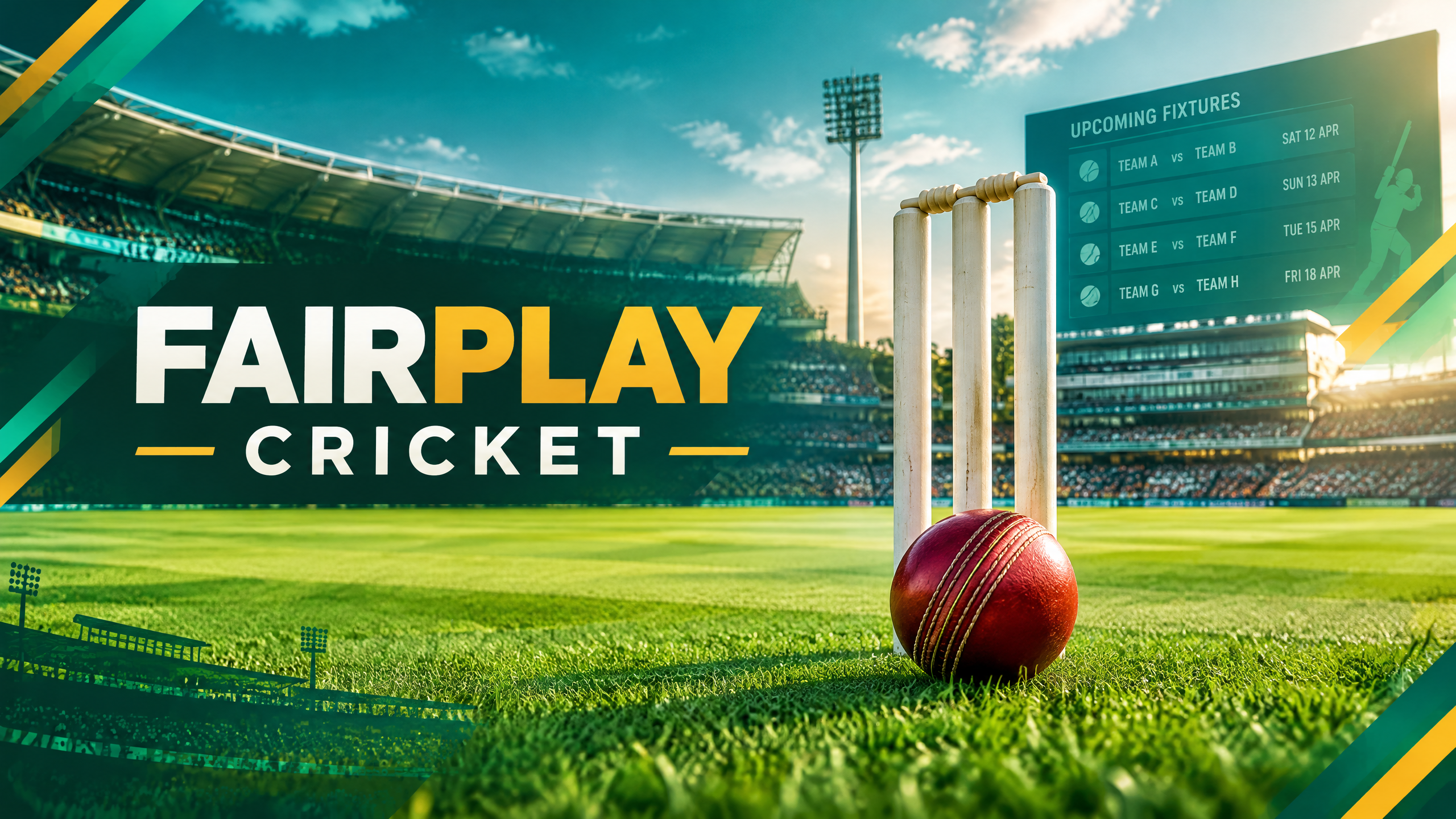 Fairplay Cricket: Cricket Guide: Formats, Fixtures, Scores and Match Context branded cricket editorial banner