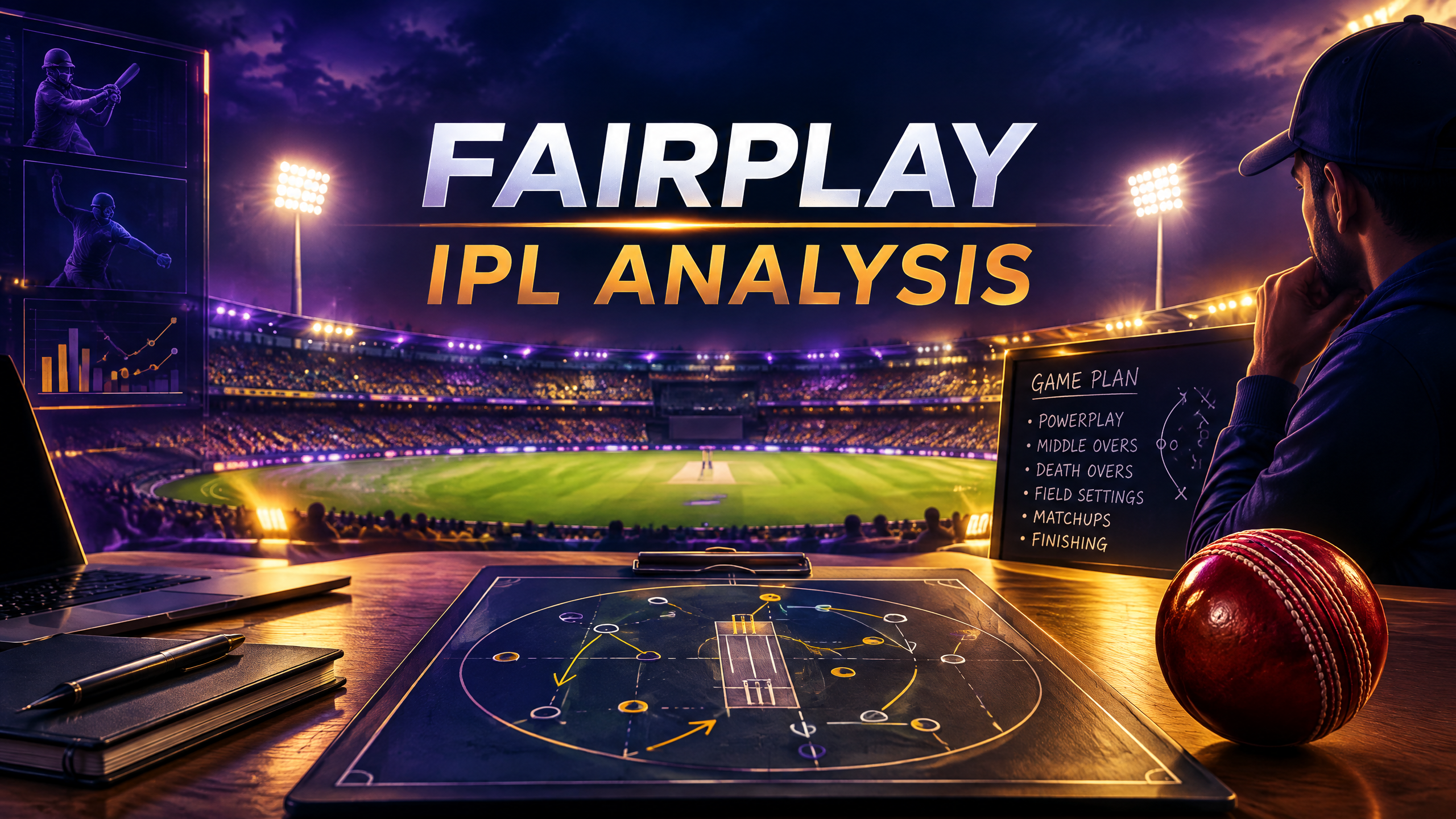 Fairplay IPL Analysis: IPL Analysis: Phase Plans, Matchups, Squads and Venue Context branded cricket editorial banner