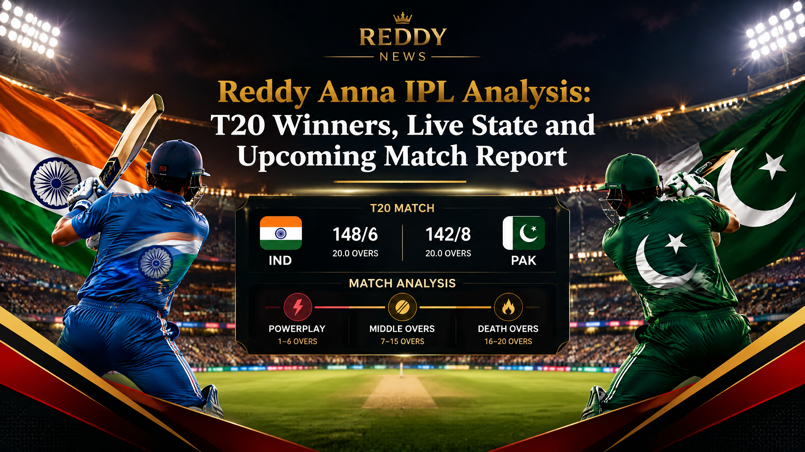 Reddy Anna IPL Analysis T20 winners live state and upcoming report branded cricket banner